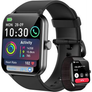 Montre Connect&eacute;e Hommes Femmes, avec Fonction t&eacute;l&eacute;phonique/Rappel de Message, Montre de Sport avec 100+ Modes Sportifs, Moniteur de Sommeil et de fr&eacute;quence Cardiaque, pour Android iOS - Neuf