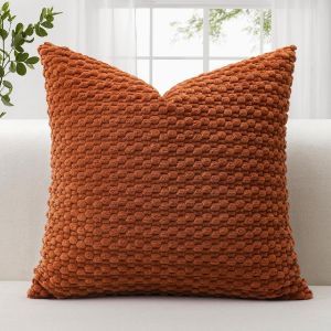 Cauc-1 Housse De Coussin En Velours Côtelé 3d Texture Bulles Bohème - Housse De Coussin Décorative Pour Canapé - En Velours Côtelé - Pour Canapé, Salon - 50 X 50 Cm - Rouille - Neuf