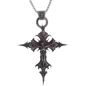 1 Pièce Collier Croix Gothique Vintage Avec Crâne - Bijoux Punk Halloween Pour Hommes - Accessoire Gothique Élégant - Neuf