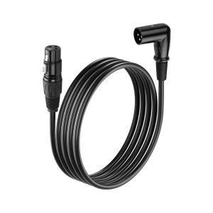 C&acirc;ble XLR de 2 m,90 degr&eacute;s,3 broches XLR m&acirc;le vers femelle,c&acirc;ble d'extension XLR pour microphone &eacute;quilibr&eacute; pour enregistreur de studio,micro,table de mixage (90&deg; M&acirc;le &agrave; Femelle) - Neuf