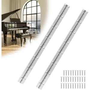 2 Pi&egrave;ces Charni&egrave;re Piano, 38 cm Charni&egrave;re &agrave; Tige pour Piano avec 24 Vis, Charni&egrave;re &agrave; Piano en M&eacute;tal, Charni&egrave;re Longue &agrave; 16 Trous, Charni&egrave;re pour Meubles, Placard, Piano, Fen&ecirc;tre, Armoire - Neuf