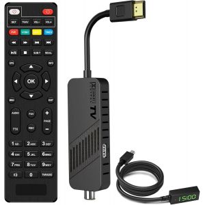 D&eacute;codeur DVB-T2 TNT Full HD 1080P, TV Decodeur Cach&eacute; derri&egrave;re la TV, Cha&icirc;nes gratuites, Affichage num&eacute;rique, HEVC H265 Main 10 Bits, 2in1 t&eacute;l&eacute;commande, HDMI/AV, USB - Neuf