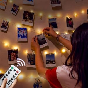 Kalanka-Guirlande Lumineuse Photo 5m 50 Led Avec T&eacute;l&eacute;commande,25 Pinces & 12 Clous,Usb Ou Piles,D&eacute;coration Chambre & Salon,Blanc Chaud - Neuf