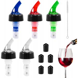 CHECARZHN--NO1-5 Pcs Doseur Alcool En Plastique, Bec Verseur Alcool Avec Couvercle 1.5Cl 2Cl 3Cl 4Cl 4.5Cl, Decanteur Aérateur À Vin Quantitatif, Bec Verseur Vin Avec Pinceau Pour Spiritueux - Neuf