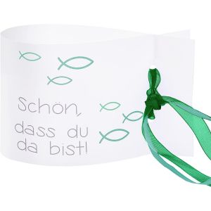KALANKA-Lot de 8 mini photophores décoratifs en forme de poisson,Décoration de table pour garçons et filles,Communion, baptême, bougies chauffe-plat I Schön dass du da bist I environ 12x8 cm (turquoi - Neuf