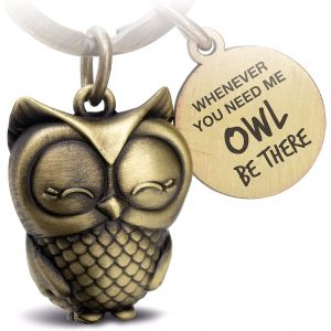 KAL-Porte-Cl&eacute;s Hibou Avec Gravure U2013 Joli Porte-Cl&eacute;s Chouette U2013 Amiti&eacute; Et Amour Porte-Bonheur En M&eacute;tal Pour Femme U2013 Owl Be There For You - Neuf