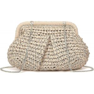 Les Femmes De La Paille Sac Bandouli&egrave;re D'Embrayage Sac &Agrave; Main De Paille D'&Eacute;paule De Sac &Agrave; Main De Cloud Boulette De Poche En Rotin De Plage L'&Eacute;t&eacute; Tiss&eacute; &Agrave; La Main Sac - Neuf