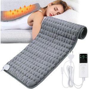 Coussin Chauffant &Eacute;lectrique 30 X 60cm Avec Arr&ecirc;t Automatique, 9 Niveaux De Temp&eacute;rature, Pour Dos, Cou, &Eacute;paules, Lavable En Machine - Neuf