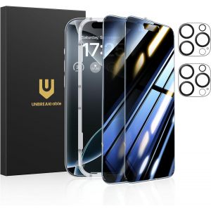 KAL-Protection D'Écran Confidentialité Pour Iphone 16 Pro Max (6,9 Pouces), Lot De 2 + 2 Protecteurs D'Objectif#Angle Anti-Espion 25°#Dureté 9H#Anti-Traces De Doigts - Neuf