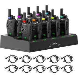 H777H Talkie Walkie,Talkie-Walkies Avec &Eacute;cran,Talkie Walkie Rechargeable Avec Chargeur &Agrave; 10 Emplacements,Raidos Professionnel Avec &Eacute;couteurs Pour S&eacute;curit&eacute;,Commerce(Noir,10 Pi&egrave;ces) - Neuf