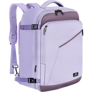KALANKA-Bagage Cabine 55x35x25, Air France Sac &agrave; Dos Voyage Cabine Avion 50L Extensible, Grand Sac de Voyage pour Homme Femme, Sac &Eacute;tudiante pour Scolaire Travail Loisir Rentr&eacute;e, Violet Gris - Neuf