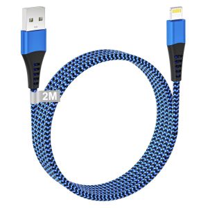 C&acirc;ble iPhone 2M [Certifi&eacute;s Apple MFi], C&acirc;ble Chargeur iPhone 2M Long C&acirc;ble Lightning USB Nylon Cable iPhone Chargeur Rapide Cordon iPhone Fil Chargeur pour iPhone 14/13/12/11/XS MAX/XR/X/8/7/6s/5s/SE - Neuf