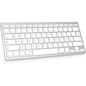 Clavier pour iPad, Clavier Bluetooth pour iPad Pro 13/11/12.9/ Pad 10.9/10.2/ Pad 9/8/7/6/5/ Air 5/4/3 /Mini 6/5 et iPhone, Clavier sans Fil AZERTY pour iOS, Argent&iquest;&iquest; - Neuf