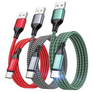 KALANKA-C&acirc;ble USB C [2M/Lot de 3], Cable Chargeur USB C Charge Rapide 3A Cable USB Type C Nylon Tress&eacute; pour iPhone 16 15, Galaxy S25 S24 S23 S22 S21 S20, Huawei P40 P30, Redmi Note - Neuf