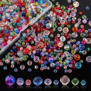 Mevronisshop-600 Pi&egrave;ces Perles En Verre, 4/6/8mmtransparente Cristal Perles Verre Cristal Brillantes Couleur, Craquel&eacute; Ronde Et Facettierte Glaskristallperlen &Agrave; Facettes Pour Artisanat - Neuf