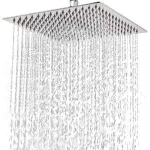KGABERY-Pommeau De Douche Inox-Tete De Douche Pluie,Pommeau De Douche Carré 30Cm,Douche Economie D'Eau Universelle Filetage 1/2 Pouce,Rotatif 360°,Inclinable 30°,Facile À Installer Et À Nettoyer - Neuf