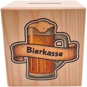 TZF-Tirelire en bois 10 x 10 x 10 cm ¿ Caisse à bière, caisse à café, tirelire DIY avec signe du zodiaque personnalisé, fabriquée en Autriche - Neuf