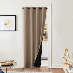 TIANYI-Rideaux Occultant - Rideau Chambre 2 Pièce Isolation Thermique Anti Froid et Draperies à Oeillets avec Noir Doublure Doux Épais, Taupe Marron, L 140 x H 220 cm, Lot de 1 - Neuf