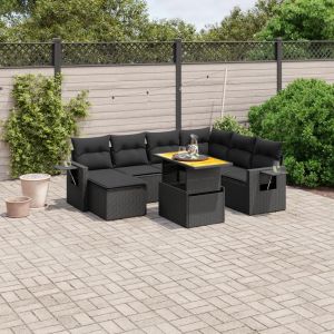 Prolenta Premium - Salon De Jardin 8 Pcs Avec Coussins Noir R&eacute;sine Tress&eacute;e - Neuf
