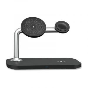 Chargeur Magn&eacute;tique Sans Fil Portable Polyvalent 3 En 1 Support De Charge Rapide Pour Casque De T&eacute;l&eacute;phone Montre Intelligente Noir - Neuf
