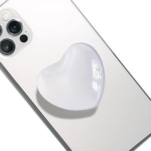 KAL-Poign&eacute;e Grip Extensibles Base T&eacute;l&eacute;phone Portable Poign&eacute;e Support Coeur En Verre Magn&eacute;tique Compatible Pour Smartphone (Blanc) - Neuf