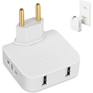 JGD-Adaptateur US vers UE, prise avec USB, multiprise avec USB, adaptateur USA Allemagne, adaptateur prise am&eacute;ricaine, adaptateur UE, adaptateur am&eacute;ricain allemand avec bloc d'alimentation - Neuf