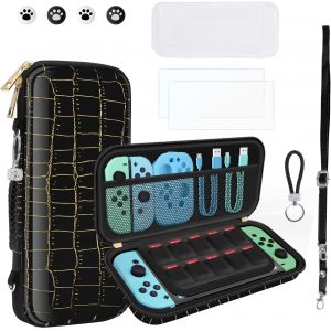 Shiba-10 En 1 Pochette De Transport Compatible Avec Nintendo Switch Oled, Nouveau Crocodile Texture Rigide Housse De Protection Av[9 - Neuf