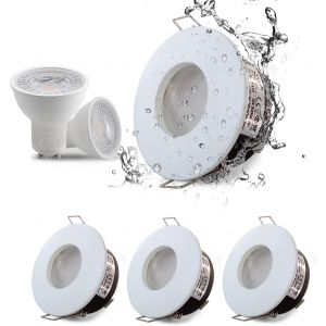 Sweier Spot Led Encastrables Gu10 Ip65, Spot De Plafond De Salle De Bain Étanches (Sans Ampoules Incluses), Cuisine, Couloir, Douille Gu10 Incluse Lot De 4 - Neuf