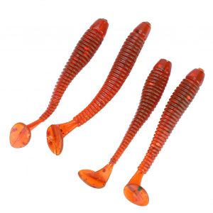 50 PièCes 5 Cm Leurres De PêChe En Plastique Souple T Queue Grub Ver AppâTs Poisson Attirail Accessoire Rouge - Neuf