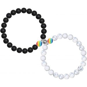 Kalsw-1 Paire Magnetique Lgbt Bracelet Pour Couples Gay Pride Bracelet Lesbiennes Lgbt Bisexuels Bracelets Lgbt Accessoires Lgbt Flag Bracelet Journée De La Gay Pride Connecté Bracelet Magnetique Fem - Neuf