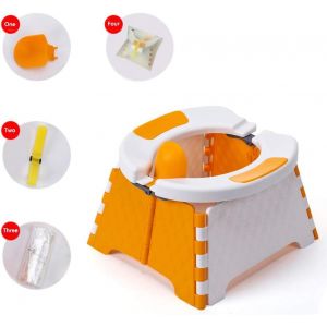 Siège De Toilette De Voyage Pour Enfants (Orange Et Blanc) | Siège De Toilette Pliant | Siège De Toilette Pour L'intérieur Et L'extérieur - Neuf