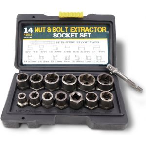 Lot de 14 extracteurs d'écrous,extracteur de vis avec adaptateur hexagonal,arrache-écrous,extracteur d'écrous pour enlever les vis,boulons et écrous endommagés - Neuf