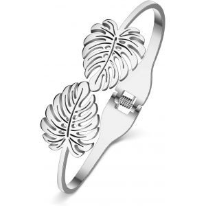 Kal-Bracelets Feuille D'erable En Acier Inoxydable Bracelets Feuille De Palmier Pour Femmes Filles Charms Cadeaux D'automne - Neuf