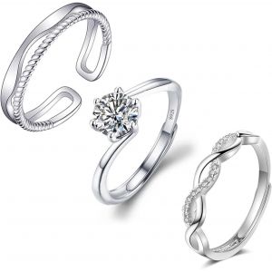 Kahfl-3 Pcs Bague Anti Stress Femme Bague Pour Anxiété Bague De Pouce Bande Bague Fidget Bague Spinner Pour Anti Stress Bague Argent Femme Bague Femme - Neuf