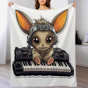 Couverture en flanelle motif lapin sauvage, imprim&eacute;e num&eacute;riquement, douce et chaude, id&eacute;ale pour la chambre &agrave; coucher - Neuf