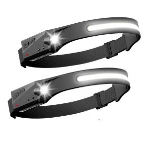 Lot De 2 Lampes Frontales &Agrave; Led Rechargeables Avec Capteur 230 &deg;, &Eacute;tanches, Id&eacute;ales Pour La Course &Agrave; Pied Et L'ext&eacute;rieur - Neuf