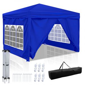 3x3m Tonnelle Pliante &Eacute;tanche Stable, Tonnelle De Jardin Exterieur Anti-Uv, Sac De Transport Blau - Neuf