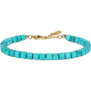 Eryi-Bracelet Perle Femme, Bracelet Onyx Noir/Cornaline Rouge/Turquoise Synthétique - Neuf