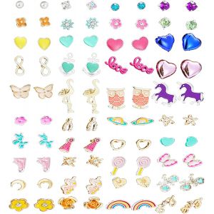 Kal-40 Paires Boucles D'oreilles Animaux, Boucles D'oreille En Acier Inoxydable, Coeur, Licorne, Hibou, Pour Décoration De Boucles D'oreilles, Portez Accessoires Assortis - Neuf