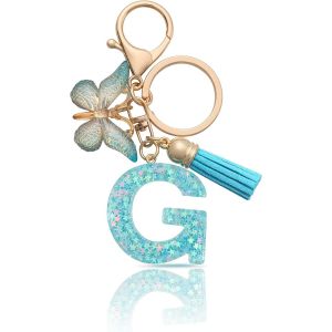 KAL-Porte-Clés Lettre Porte-Clés Fille Lettre Initiale Porte-Clés Pour Femmes Femmes, Bleu - Neuf