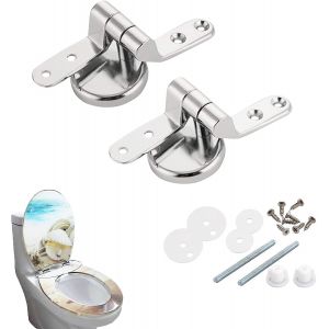 Fixations de charni&egrave;res de remplacement pour WC, fixations de charni&egrave;res pour abattant de WC, compatibles avec la plupart des mod&egrave;les de toilettes, faciles &agrave; assembler - Neuf
