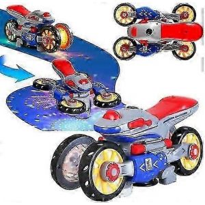 Jouet transformable pour enfants, cascade rotative à 360°, moto déformable avec lumière et musique, LED rechargeable, cadeau - Neuf