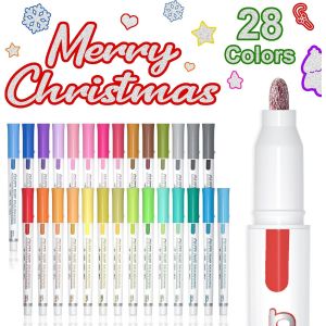 28 Feutres Paillettes, Cadeau Fille 4-12 Ans, Stylo Paillette Marqueur Magique Pour Dessin, Art, Scrapbooking, Cartes De V?ux, Cadeau Noel Enfant Loisirs Cr&eacute;atifs Fille - Neuf