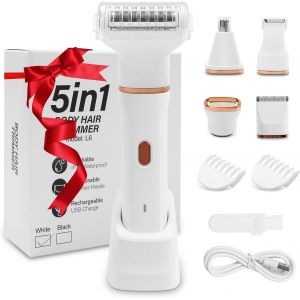 Eryi-Rasoir Electrique Femme,5 En 1 Tondeuse Femme, Tondeuse Bikini Femme Pour Visage, Bras, Jambes, Aisselles, Ipx7 Étanche Rasoir Femme Electrique, Usb Rechargeable Tondeuse Maillot Femme - Neuf