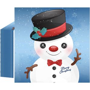 Eryi-20 Serviette Papier Noël - 3 Plis (33 X 33 Cm) Serviettes Bleu - Serviette De Table Papier Avec Motif De Joyeux Noël, Neige Bonhomme En Pain D'épice Casse-Noix - Décoration De Table Pour Noël - Neuf