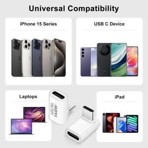 Adaptateur Usb C 40 Gbit/S, Adaptateur Usb C M&acirc;le Vers Femelle, Connecteur Adaptateur Usb C 4.0 De Type C &Agrave; Angle Droit De 90 Degr&eacute;s, Compatible Pour Iphone 15, Samsung, Macbook (M&eacute;lange)[Z4714] - Neuf