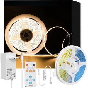 Ruban Led Cob Blanc Chaud 2700k 2m, Dimmable 960leds 24v Cri90+ Kit Bande Lumineuse Cob Avec Rf T&eacute;l&eacute;commande Et Alimentation Cob Led Pour Miroir,Plafond,Cuisine,Armoire,Placard - Neuf