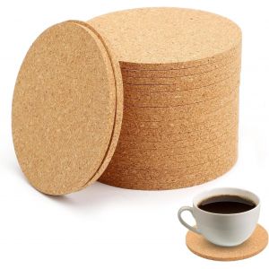 Tianyi-Lot De 20 Dessous De Verre Ronds Rétro - En Bois Et Liège - 10 Cm De Diamètre - 4 Mm D'épaisseur - Réutilisables Et Absorbants - Pour Boissons, Café, Thé - Idéal Pour Restaurant Et Bureau - Neuf