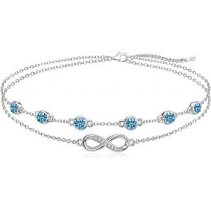 Kalanka-Infinito Pulsera Mujer Plata De Ley 925 Piedra Nacimiento Joyas Mujer Doble Capa Pulsera Personalizado Corazon Pulsera Regalo Cumpleaños Mujer Para Mamá Esposa Novia Amigas(Abril) - Neuf