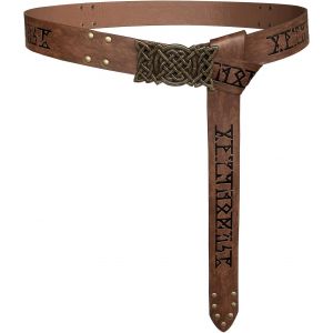Cauc-Ceinture Viking &Agrave; Boucle Gaufr&eacute;e, Ceinture De Chevalier Nordique En Similicuir, Ceinture De Guerrier M&eacute;di&eacute;val R&eacute;tro Pour Jdr Gn Cosplay Halloween - Neuf